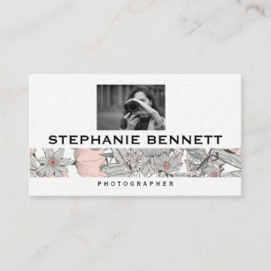 Botanical Flowers   Woman Holding Camera Business Card