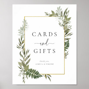 Botanical Foliage Golden Frame Cards and Gifts Poster
