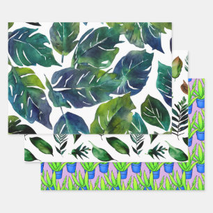 Botanical Foliage Green Leaves Wrapping Paper Sheet