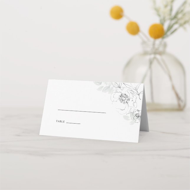 Botanical Foliage Illustration Wedding Place Card (Front)