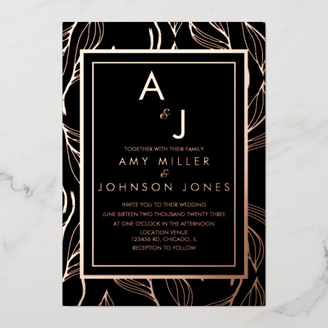 Botanical Foliage Leaf Bordered Wedding Pressed    (Front)