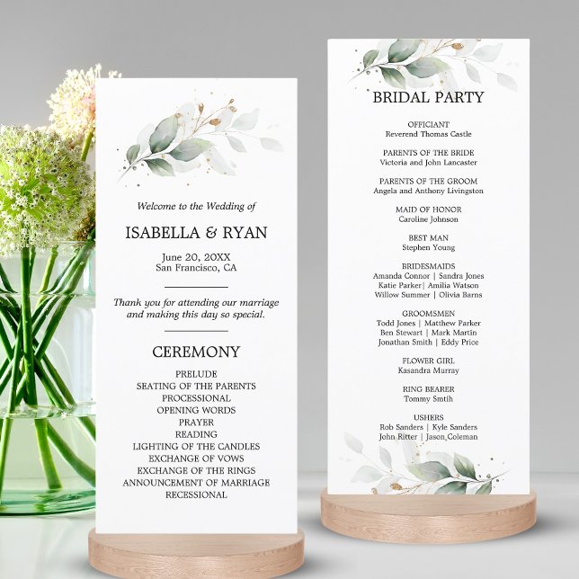 Botanical Foliage Leaves Green Gold Ceremony Programme (Botanical Foliage Leaves Green Gold Ceremony Program | Church )