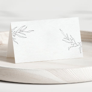 Botanical Foliage Leaves Sketch Drawing Elegant Place Card