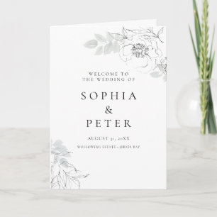 Botanical Foliage Sketch Folded Ceremony Program Thank You Card