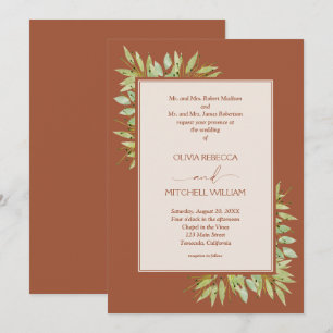 Botanical Foliage Terracotta Wedding Invitation