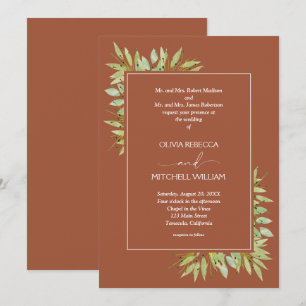 Botanical Foliage Terracotta Wedding Invitation