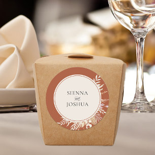 Botanical Foliage Terracotta Wedding Personalised Classic Round Sticker