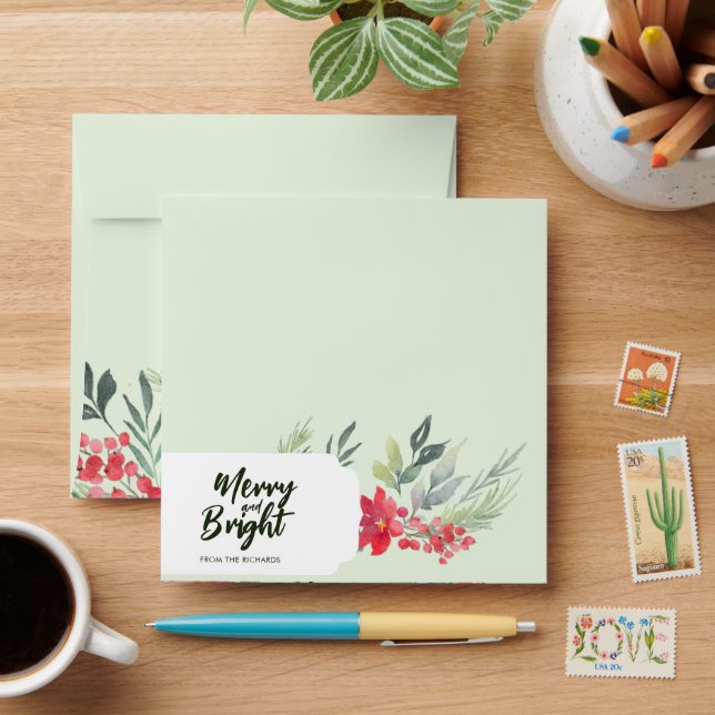 Botanical Foliage-themed Christmas Dinner Party  Envelope (Desk)