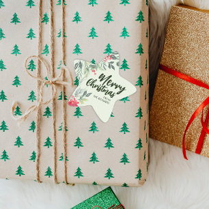 Botanical Foliage-themed Christmas Dinner Party  Star Sticker
