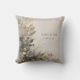 Botanical Folk Art Wedding  Cushion