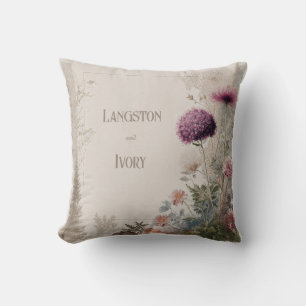Botanical Folk Art Wildflower Wedding  Cushion