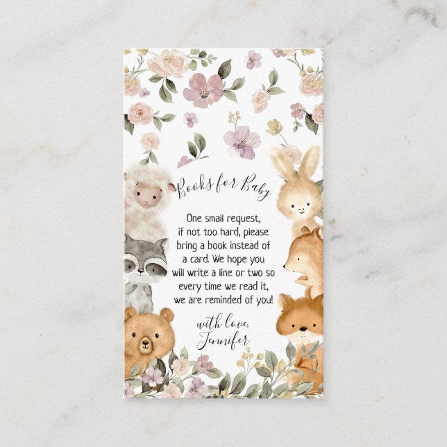 Botanical Forest Animal Books for baby Enclosure Card (Front)