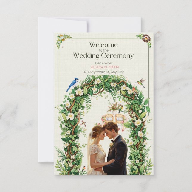 Botanical Forest Arch Wedding Invitation  (Front)