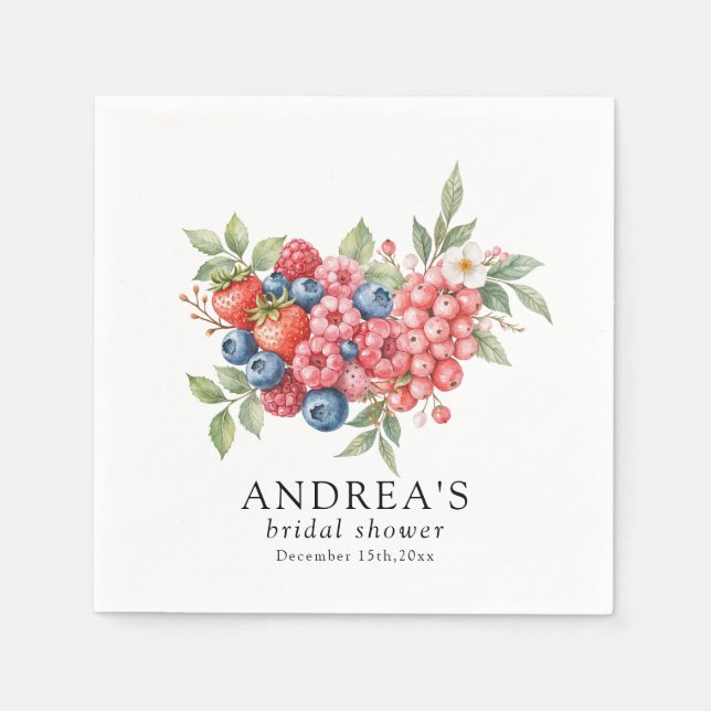 Botanical Forest Berries Bridal Shower  Napkin (Front)