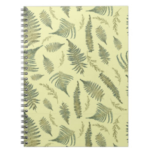 Botanical Forest Ferns 1.1 Yellow Cream BG Notebook