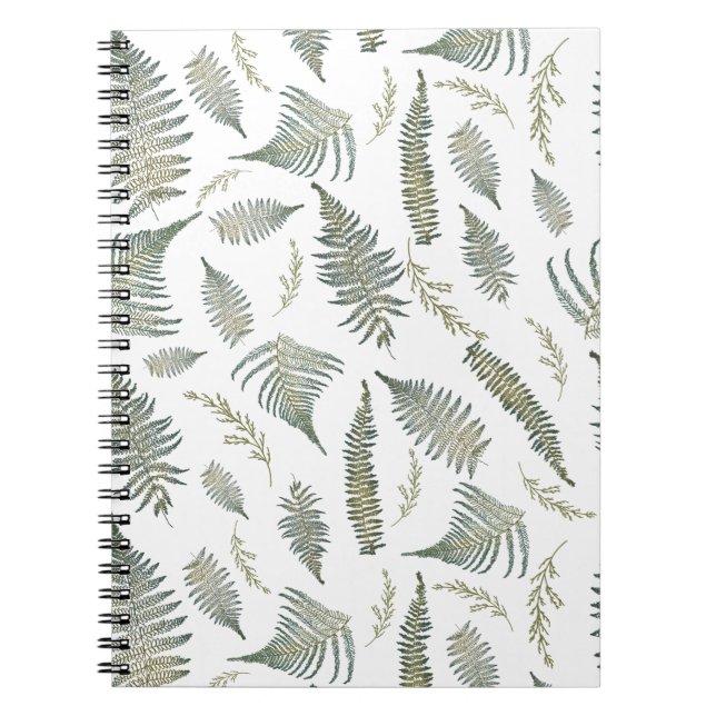 Botanical Forest Ferns Pattern 1.0 Notebook (Front)