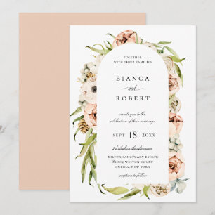 Botanical Forest Floral Arch Frame Wedding Invitation
