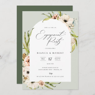Botanical Forest Floral Frame Engagement Party Inv Invitation