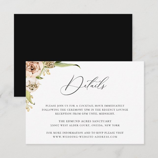 Botanical Forest Floral Wedding Details Card (Front/Back)