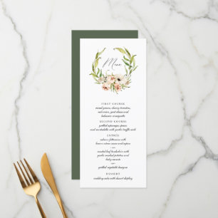 Botanical Forest Floral Wreath Calligraphy Menu