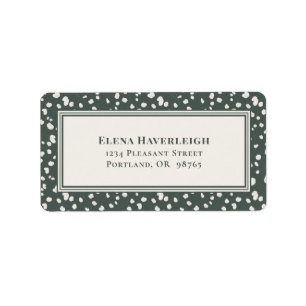 Botanical Forest Green Wildflower Lunaria Custom Label