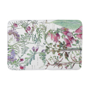 Botanical Foxglove Wildflower Flower Bath Mat