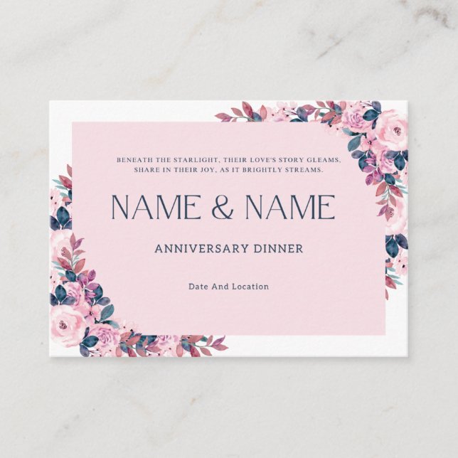 Botanical Frame Anniversary Invitation Card (Front)