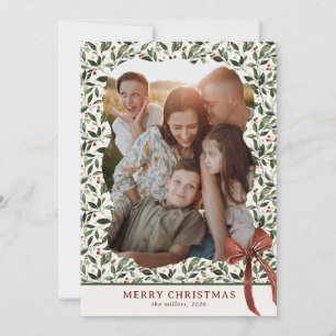 Botanical Frame Family Photo Christmas Holiday Card