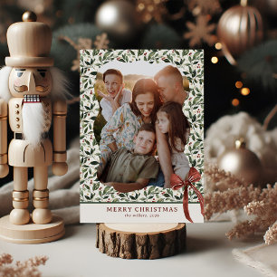 Botanical Frame Family Photo Christmas Holiday Card