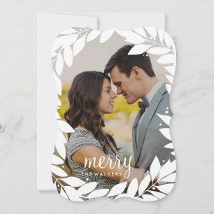 Botanical Frame Newlywed Holiday Photo Card