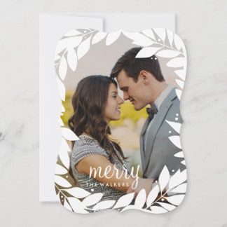 Botanical Frame Newlywed Holiday Photo Card