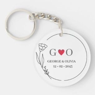 Botanical Frame Wedding Favour Keychain