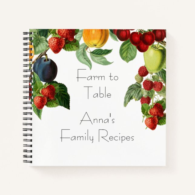 Botanical Fruit and Berries Recipe Organiser Notebook (Front)
