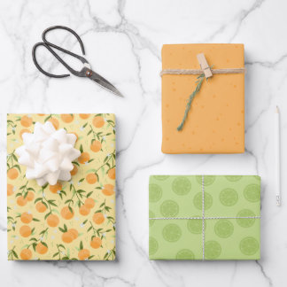 botanical fruit-growing season oranges and picnic wrapping paper sheet