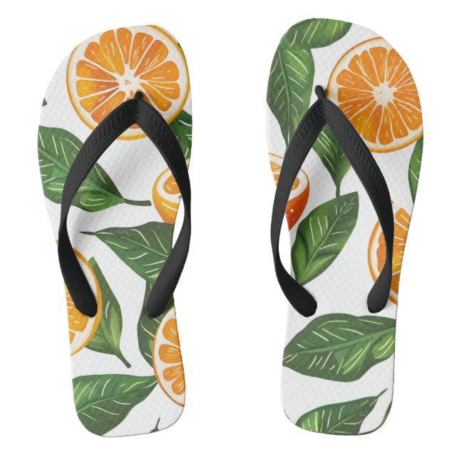 Botanical Fruit Orange Citrus Seamless Flip Flops (Footbed)
