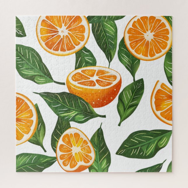 Botanical Fruit Orange Citrus Seamless Jigsaw Puzzle (Vertical)