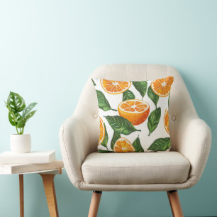 Botanical Fruit Orange Citrus Seamless Pattern Cushion