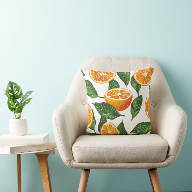 Botanical Fruit Orange Citrus Seamless Pattern Cushion (Chair)