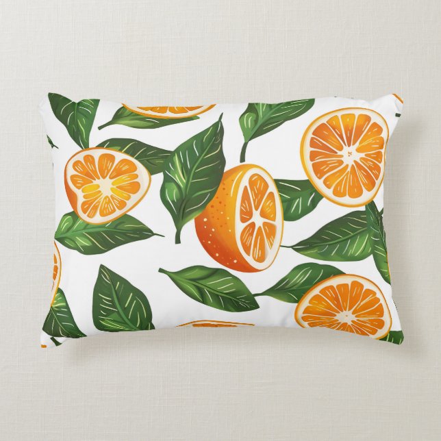 Botanical Fruit Orange Citrus Seamless Pattern Decorative Cushion (Front)