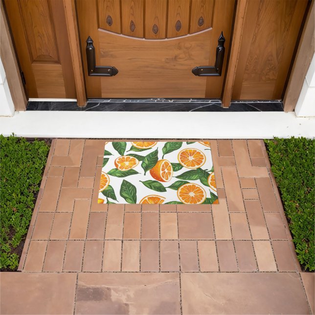 Botanical Fruit Orange Citrus Seamless Pattern Doormat (Outdoor)