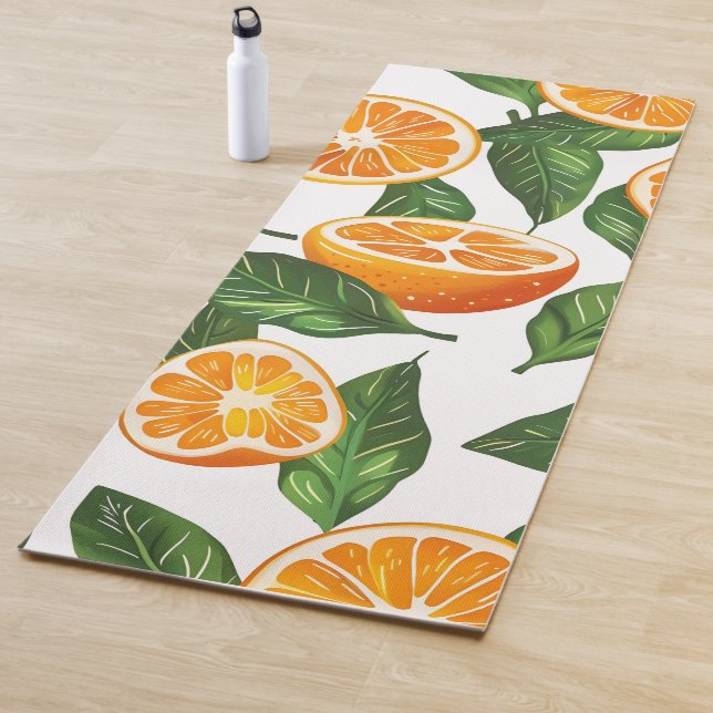 Botanical Fruit Orange Citrus Seamless Pattern Yoga Mat (In Situ)