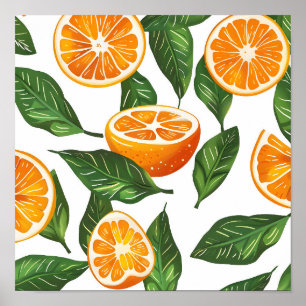 Botanical Fruit Orange Citrus Seamless Poster
