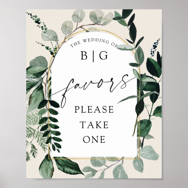 Botanical Garden beige wedding favours table sign. Poster (Front)