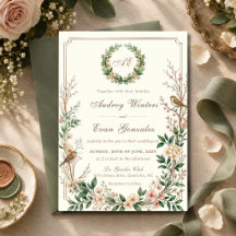 Botanical Garden Birds & Blooms Wedding Invitation