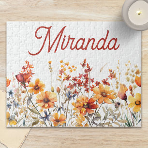 Botanical Garden Custom Name Cottagecore Jigsaw Puzzle