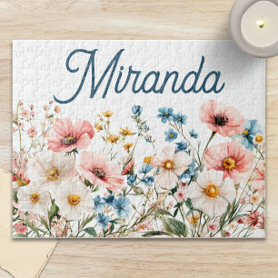 Botanical Garden Custom Name Cottagecore Jigsaw Puzzle