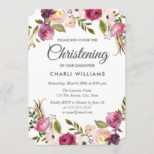 Botanical Garden Floral Christening baptism invite