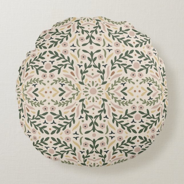 Botanical Garden Floral Round Cushion (Front)
