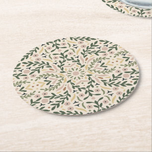 Botanical Garden Floral Round Paper Coaster