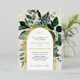 Botanical garden foil arched wedding invites